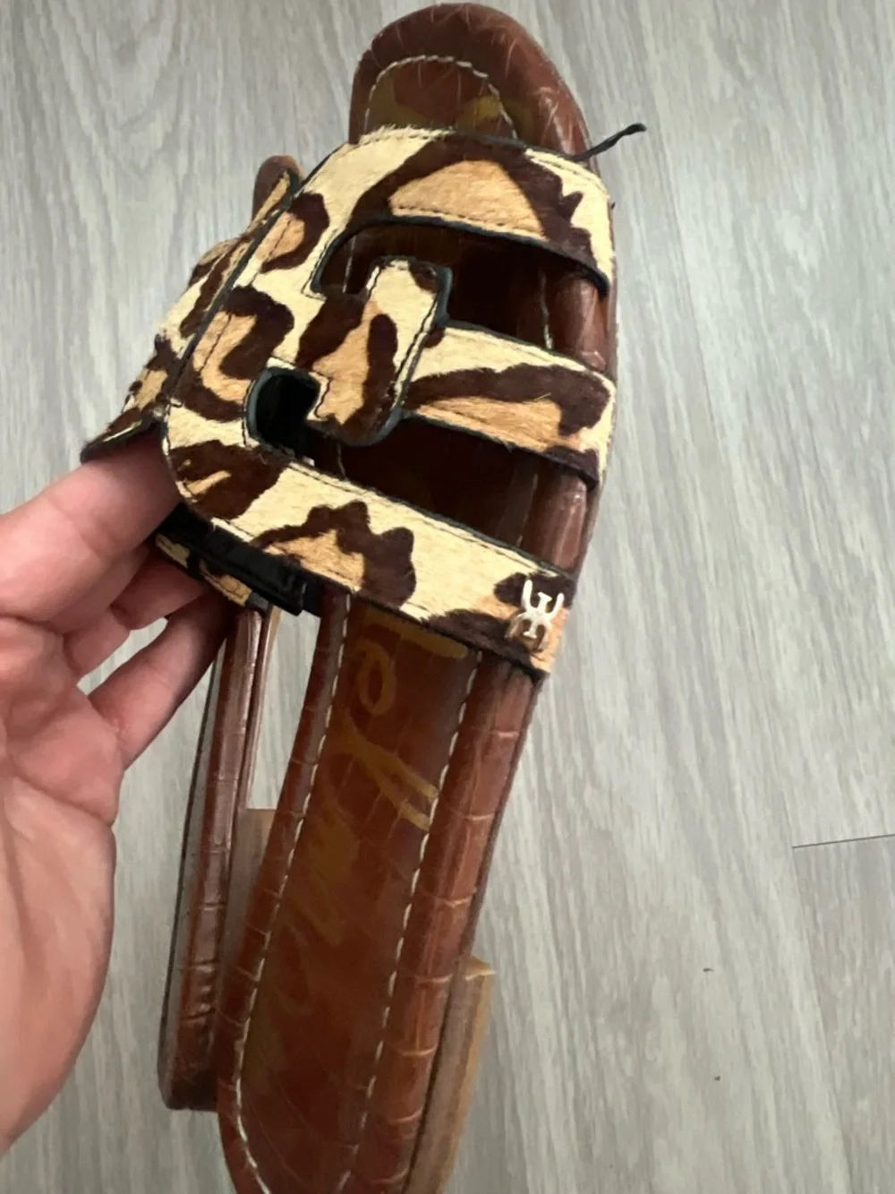 Sam Edelman Leopard Haircalf H Slide Sandals Women’s Size 6 Brown Animal Print
